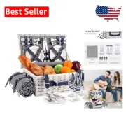 Versatile Wicker Picnic Basket with Insulated Cooler & Blanket - Perfect Gift