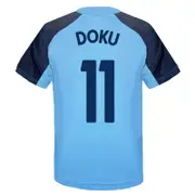 Manchester City FC Manchester City Boys T-Shirt Poly Training Kit Kids OFFICIAL Football Gift Sky Blue Crest Doku 8-9 Years