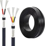 18 Gauge Wire 2/3 Core Tinned Copper Conductor Shielded Cable 3-50FT Flexible PVC Insulation Aluminum Foil + Braided Mesh Double Shielding Suitable for Audio Equipment(50ft(15m),18AWG-3C)