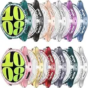 RICHONE Compatible with Samsung Galaxy Watch 5/Galaxy Watch 4 40mm 44mm Screen Protector Case, Bling Diamonds All-Around Protective Soft Cover Accessories