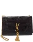 Saint Laurent Kate Tassel Medium Croc-Embossed Leather Shoulder Bag Women's
