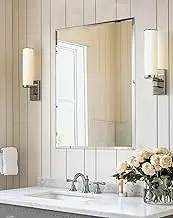 Artloge Frameless Rectangular Wall Mirror: Decorative Rectangle Mirrored Glass Vanity with Beveled Silver Edge for Bathroom Bedroom Livingroom Dining Room Entryway Hallway, 32 x 24 inch