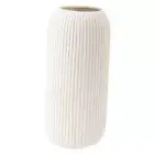 White Ceramic Vase for Flowers – Tall Home Decor Vase with Ribbed Xl White