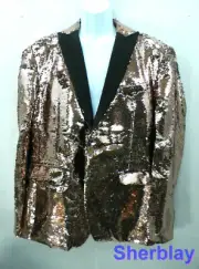 COOFANDY Men's Shiny Sequins Suit Jacket Blazer 1 Button Tuxedo Party Wedding XL
