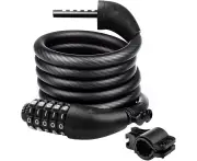 Bike Lock, Cable Lock 120 Cm/11 Mm, Very High Level Of Security, Bike Lock With 5-Digit Code And Metal Cable