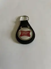 Miller Keychain Key Fob Vintage Black Leather Key Chain