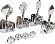 KAYNES Bass Tuners 1:26 Ratio Open Frame Silver Tuning Key Pegs Machine Head Tuners for Electric Jazz Precision Instruments (Chrome)