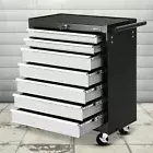 7 Drawers Tool Chest and Trolley Box Cabinet Cart Garage Storage 4 caster Silver