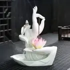 White Ceramic Incense Censer Buddha Hand Backflow Incense Burner Lotus Incense