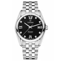 在飛比找Yahoo奇摩購物中心優惠-TITONI 梅花錶 空中霸王系列 經典真鑽機械腕錶 38.