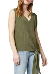 Warehouse Multi Rib Tie Hem Top Khaki UK 10 RRP £42 TD9 DD 08
