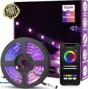 Smart LED Light Strip 6M,RGB 5050,Bluetooth, Timer,Music Sync,App Control,16 Col