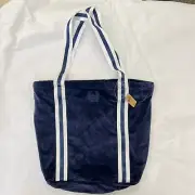 Victoria's Secret Pink Blue Corduroy Tote Bag Soft Zip Top