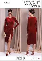 [VOGUE PATTERNS] V1981A5 Misses' Knit Dress by Badgley Mischka A5 (6-8-10-12-14)