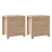 2x Bedside Table 2 Drawers - MAXI Pine