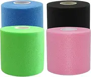 Prewrap Athletic Tape 4 Rolls 2.8" X 11 Yards Sponge Shock Absorbing Pre Wrap Tape Multi Color Pre Wrap Athletic Prewrap Headbands for Hair Sports Headbands for Women & Men