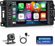 Android Car Stereo for Jeep Wrangler Chrysler 300C Dodge RAM with Apple Carplay and Android Auto, 7 Inch Touch Screen Head Unit with Bluetooth WiFi GPS Mirror Link FM/RDS + Backup Camera