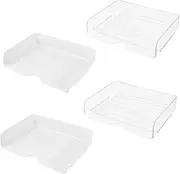 HAPINARY 4Pcs Stackable Clear Desk Trays Document Organizer for Office White Transparent File Holder Stationery Storage Flexible Arrangement for Tidy Desktop