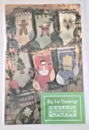 Christmas Big Fat Stockings Pattern with Seven Large Quilt Applique Pattern Vntg