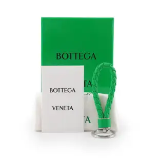 【BOTTEGA VENETA】新款銀釦小羊皮編織鑰匙圈(鸚鵡綠)/ 平行輸入