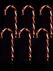 Red & White Candy Cane Garden Christmas Path Light Set - 6 x 54cm