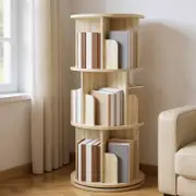 Advwin 3 Tiers Bookshelf Rotating Corner Bookcase Cabinet Revolving Display Stand Rack Oak