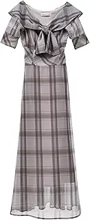 31 Sons de mode(トランテアン ソン ドゥ モード) Trantian Son De Mode Women's Business Casual Dress Off Shoulder Sheer Check Dress, Black, 38