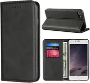 Cavor for iPhone SE 2020/ SE 2022 Case,iPhone 7 8 Case,Cowhide Pattern PU Leather Book Wallet Magnetic Kickstand Flip Cover Phone Cases with Card Slots(4.7")-Black