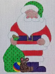 Beau Geste Santa + Teddy Bear - Tree Light Embellishment - HP Needlepoint Canvas