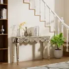 120cm Long Mirrored Console Table Entryway Storage Table Gold Lantern Rim Decor