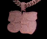 4Ct Round Cut Simulated Diamond Custom Number 35 Pendant 2.5' Rose Gold Plated