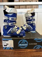 NEW IN BOX LANGE RX 90 WOMENS SKI BOOTS SIZE 22.5 BLUE MSRP $550 CLEARANCE SALE