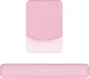 MOSISO Wrist Rest Support for Mouse Pad&Keyboard Set, Rectangular Ergonomic Mousepad Non-Slip Base Home/Office Pain Relief&Easy Typing Pad with Neoprene Cloth&Raised Curved Memory Foam, Pink
