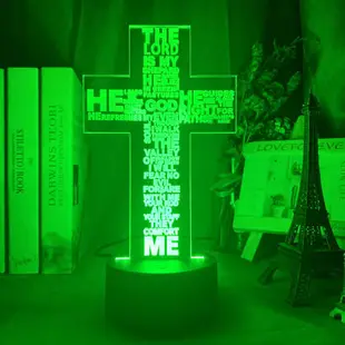 基督教十字架亞克力3D小夜燈宗教穆斯林USB電池七彩夜燈創意基督教禮品