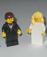 NEW LEGO WEDDING BLONDE BRIDE AND BROWN HAIR GROOM WITH TUX, MINIFIGURES