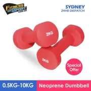 2x 2KG Solid Neoprene Dumbbell Anti-Slip Dumbells Strength Hand Weights