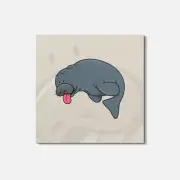 Funny Manatee Animal 4'' X 4'' Square Wooden Coaster
