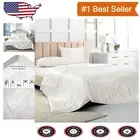 Luxury California King Satin Bed Sheets Set - Soft & Wrinkle Resistant Ivory