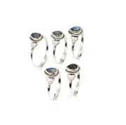 WHOLESALE 5PC 925 SOLID STERLING SILVER LABRADORITE RING LOT A617