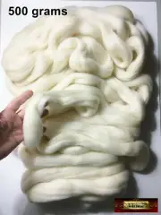 SW01-500-FS MOREZMORE 500g 100% Wool Top 56S Roving NATURAL CREAM Needle Felting