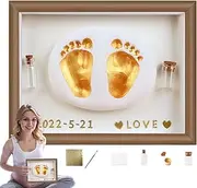 Baby Footprint Kit - Baby Picture Frame Handprint and Footprint Making Kit | Safe Paint, Handmade Fetal Hair Collection Bottle for Baby Shower, Family Keepsake