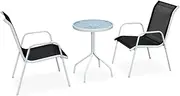 Generic 3 Piece Bistro Set Steel Black,43314