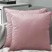 Pack of 2 Luxton Velvet European Pillowcases Light Pink 65x65 European Pillowcase with Invisible Zipper (Light Pink, 65x65cm)