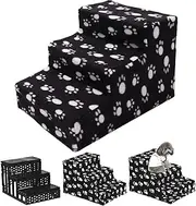 Dog Steps, Pet Ramp Climbing Ladder Portable Non Slip Removable Stairs Steps 3 Floors of Sofa Bed for Dogs and Cats Small Older with Joint Pain