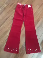 New Gymboree Girls Holiday Panda Red Button Corduroy Pants Size 12