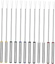 Alipis 24cm Stainless Steel Forks 12pcs Fondue Forks Heat Resistant Handle for Cheese Fondue and Desserts Random Color