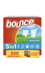 Bounce Dryer Sheets Laundry Fabric Softener Sheets , Outdoor Fresh, 320 ct.