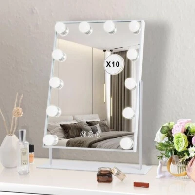 Makeup Mirror with Lights - 12 Dimmable Bulbs - 10x Magnification - 3 Lightin...