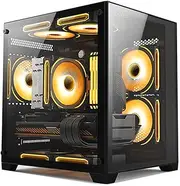 Micro-ATX, Mini-ITX mid-Tower Computer case, Dual Tempered Glass Panels, can Install 7 ARGB Fans USB2.0-USB3.0-HD Audio, Supports Water Cooling(Black)