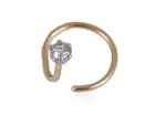 0.03 Cts Round Brilliant Cut Natural Diamond Nose Wire Stud In 18K Gold